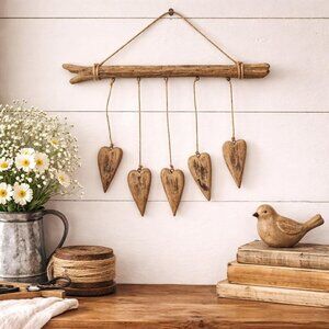 Rustic Driftwood Heart Wall Hanging Farmhouse Decor Jute Twine